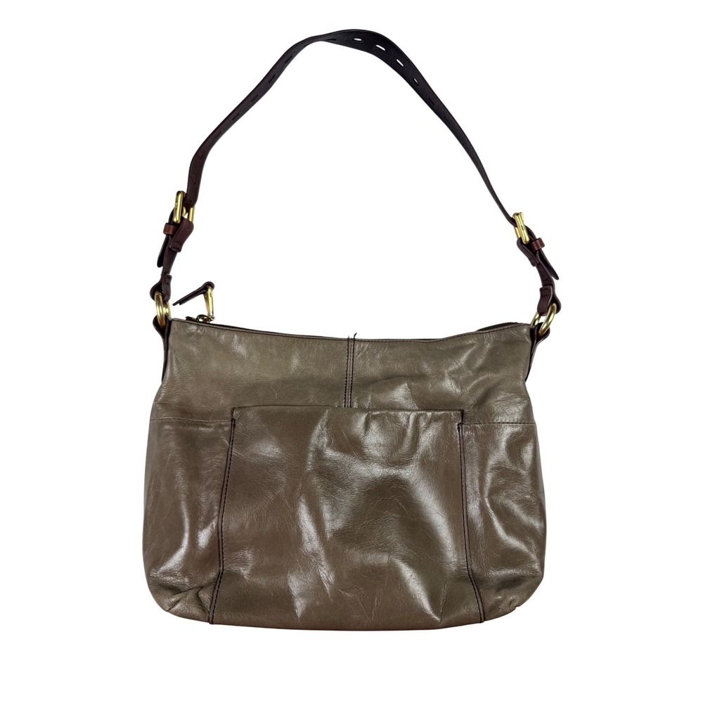 Hobo Shoulder Bag Womens Medium‎ Taupe Good Leather Adjustable Strap Zip Top